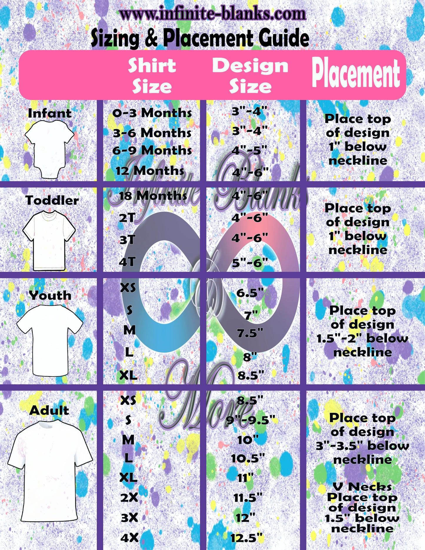 T-shirt Sizing & Placement Guide